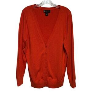 Lane Bryant Cotton Long Sleeve V-Neck Cardigan Sweater Orange 18/20